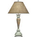 Ellie 35 inch 150.00 watt Distressed White and Teakwood Marble Table Lamp Portable Light